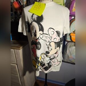 Disney Mickey Mouse And Minnie White T Shirt Size Small